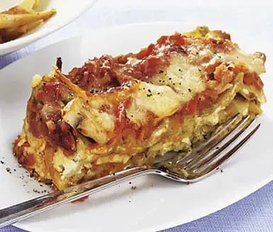 Enkel lasagne med paprika och svamp