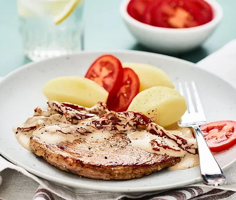 Skinkschnitzel med soltorkad tomatsås