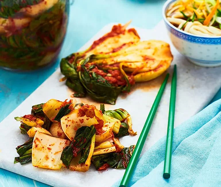 Kimchi på pak choi