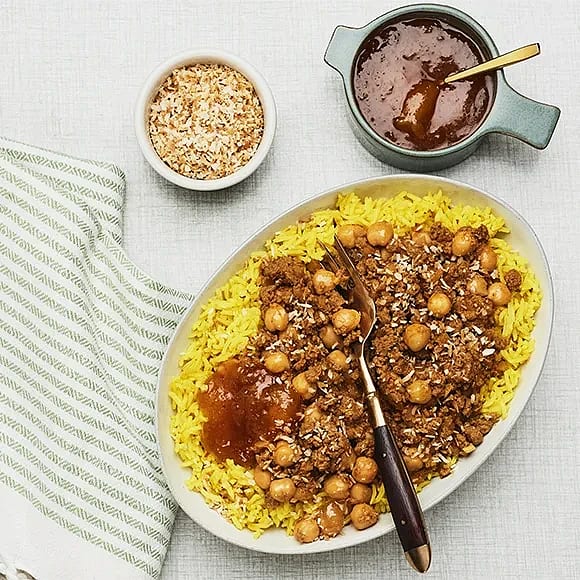 Quornfärsgryta tandoori med gult ris