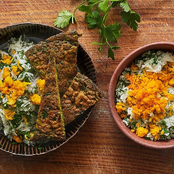 Sabzi polo med koko sabzi – örtris med persisk omelett