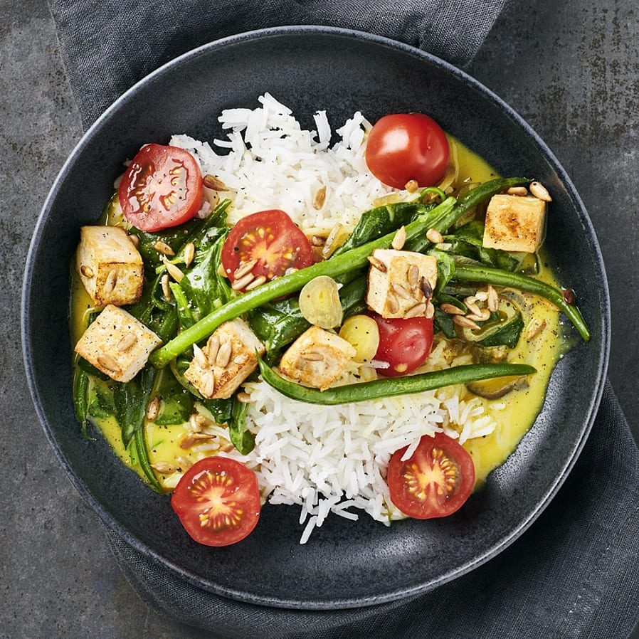Curry med haricots verts och tofu