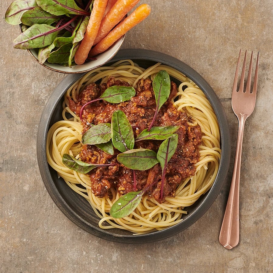 Spaghetti med kryddig köttfärssås