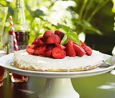 Banancheesecake med jordgubbar