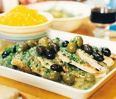 Kalkon med oliver och vermouth