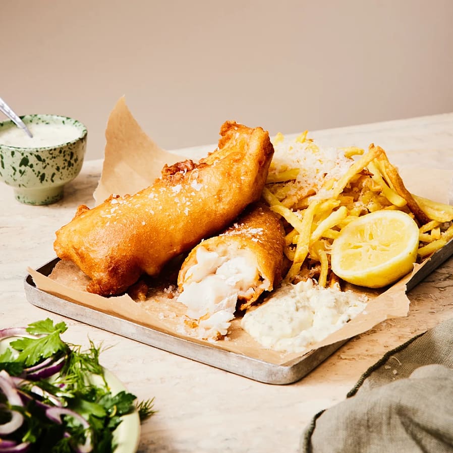 Fish and chips med remouladsås
