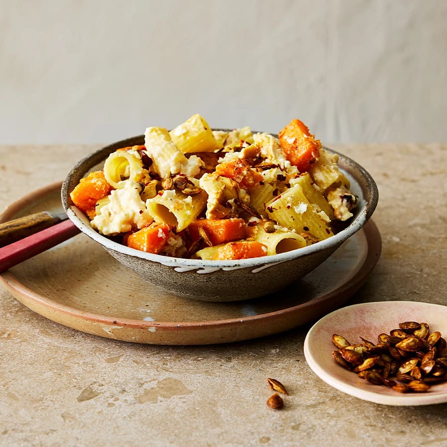 Chilirostad pumpapasta med fetaost