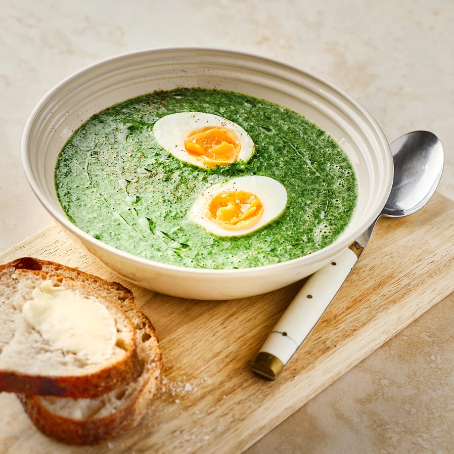 Spenatsoppa med ägg