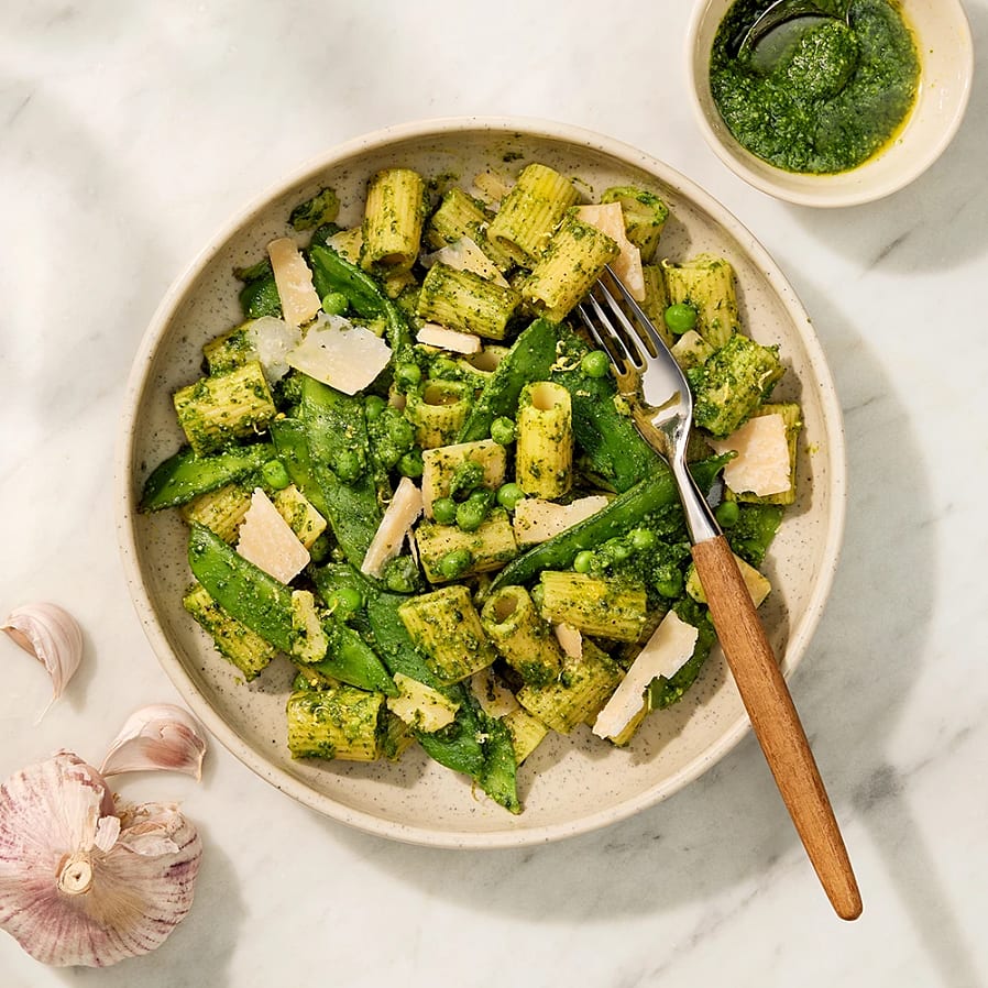 Pasta med spenat- och basilikapesto