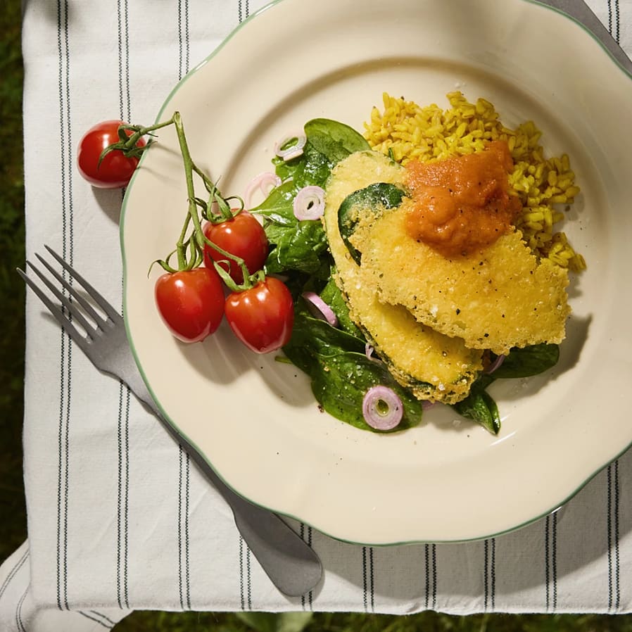 Zucchinipiccata med tomatsås