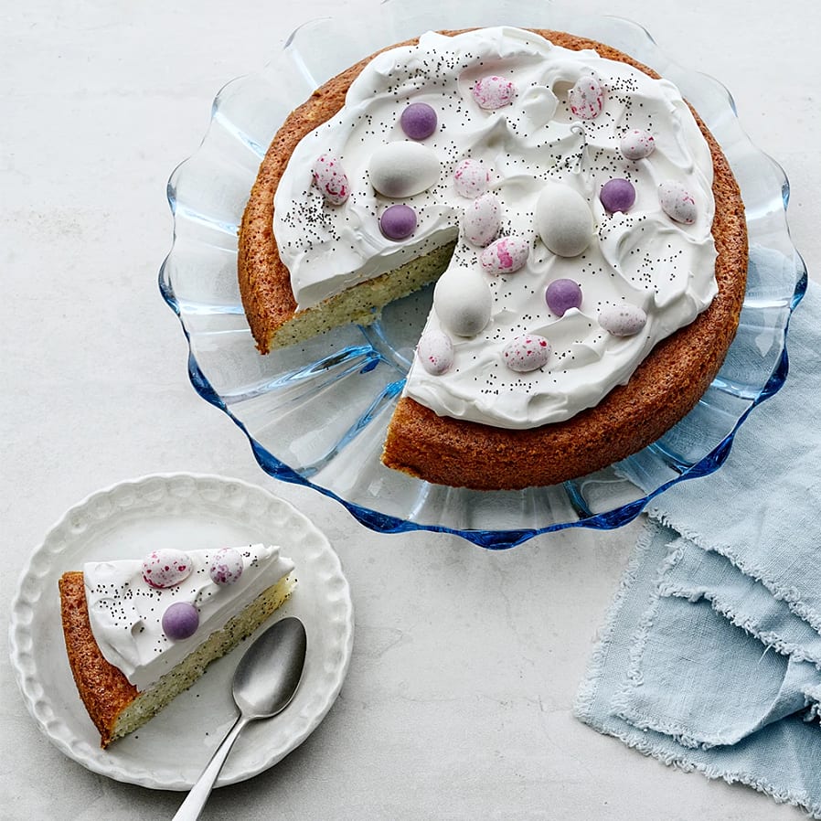 Citronkaka med vallmo och maräng