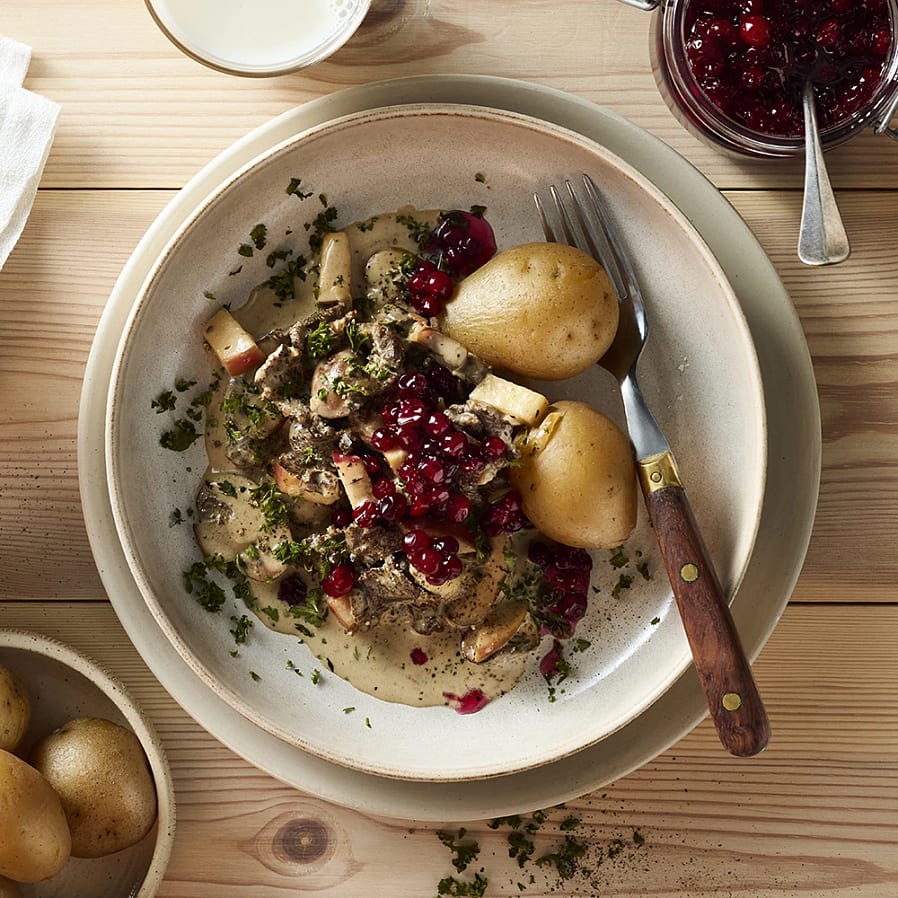 Viltskavsgryta med äpple