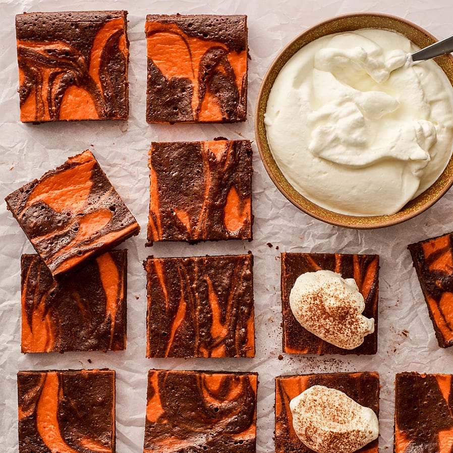 Brownie med cheesecake-swirl