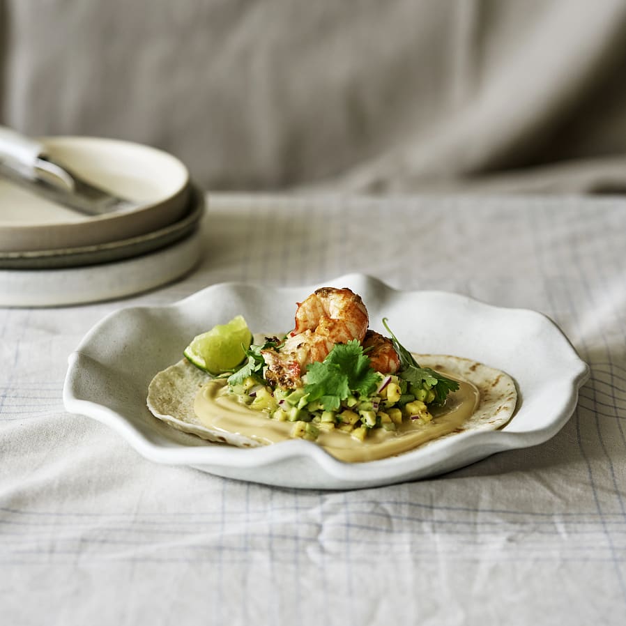 Havskräfttacos med mango och sojamajonnäs