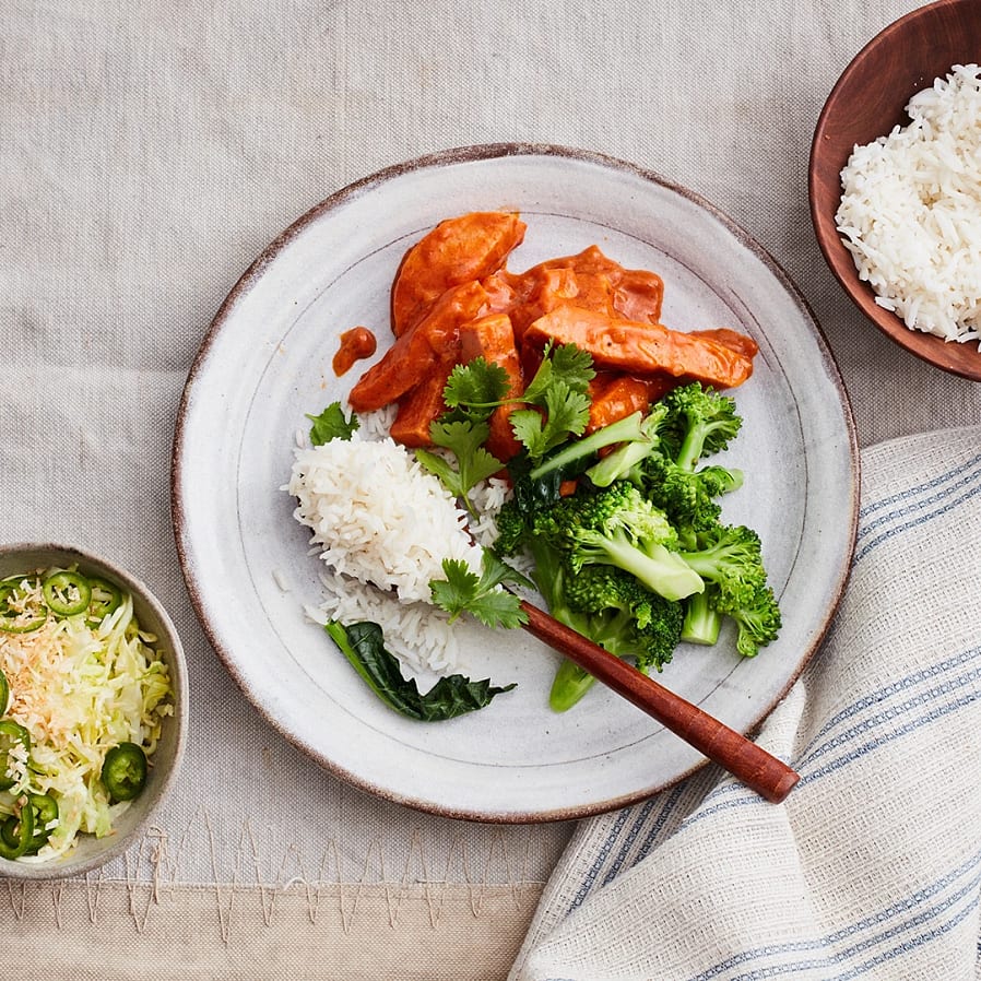 Korv Stroganoff masala med broccoli