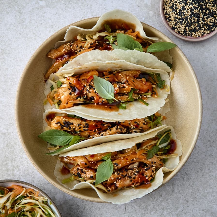 Asiatiska tacos med sweet chili kyckling