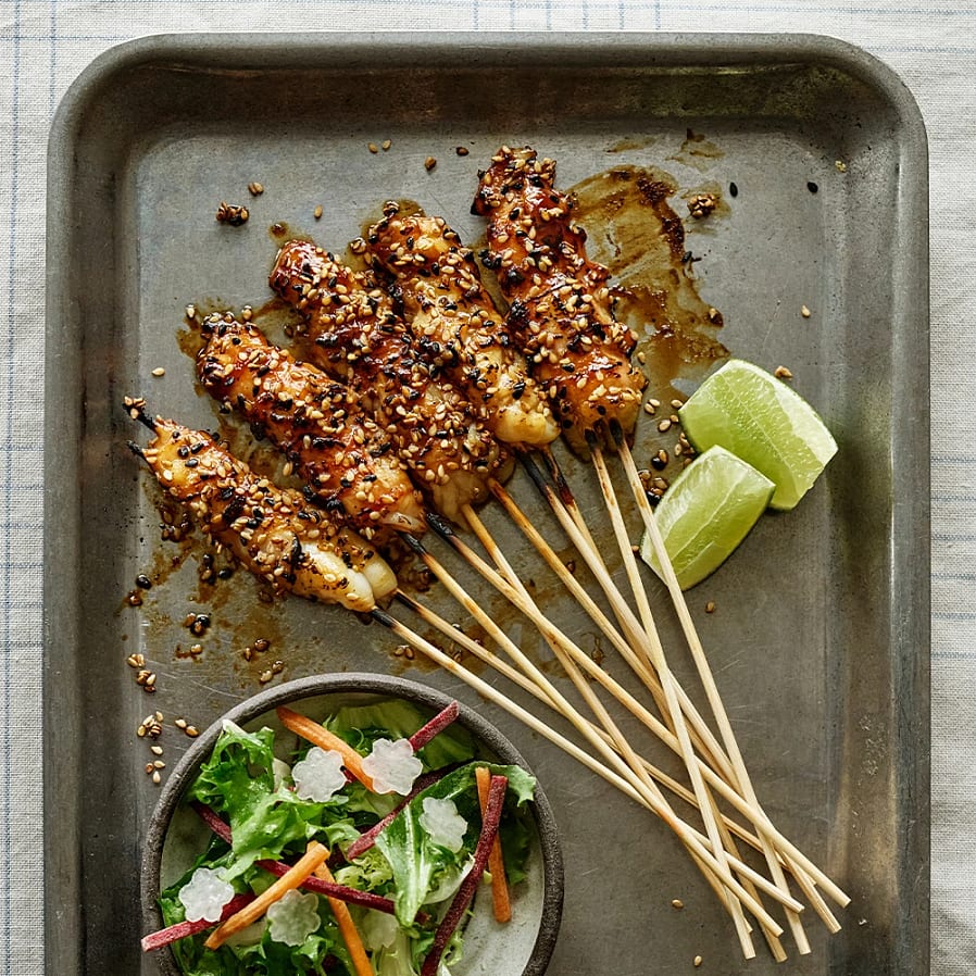 Grillade havskräftspett med teriyaki