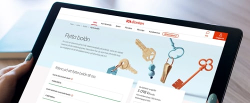 Bild på en surfplatta som visar icabanken.se