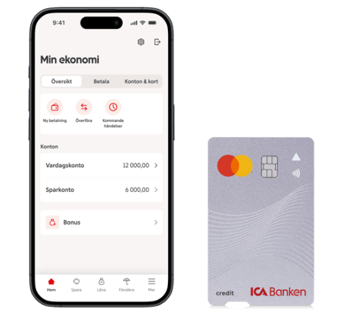 Smartphone med kreditkortet Bankkort Plus