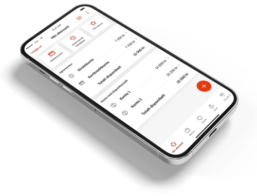 Smartphone som visar kontoöversikten från ICA Bankens app.