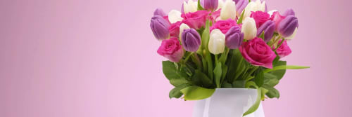 Bukett med rosa blommor - Rosa Bandet