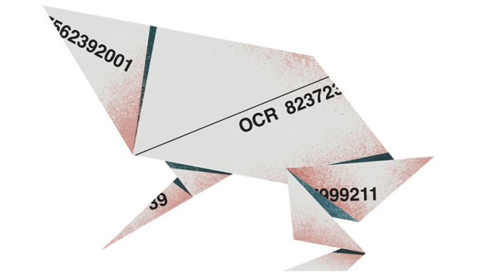 En illustration av en räkning som är vikt till en figur.