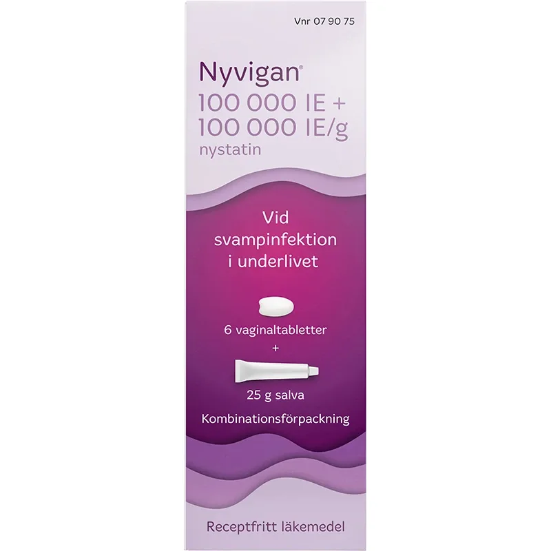 Nyvigan Salva + vaginaltablett 100000IE/g+100000IE Tub + Blister, 25g + 6 tabletter - Svamp i underlivet