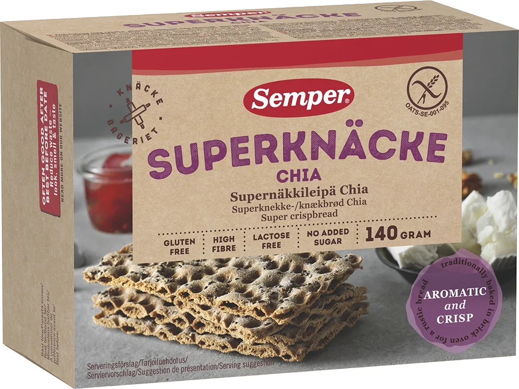 Semper glutenfritt Superknäcke Chia 140 g - Glutenfritt knäckebröd