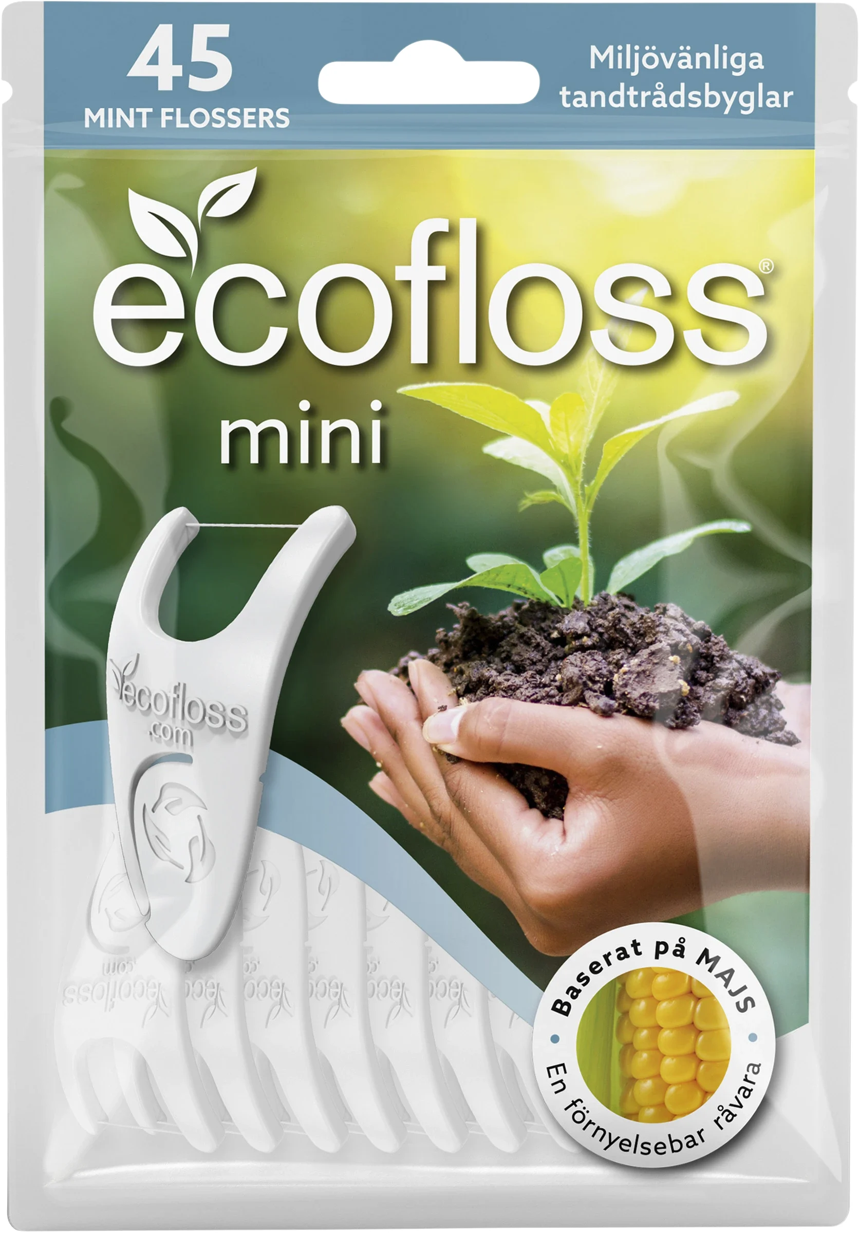 Ecofloss Mini Tandtråd med Hållare 45 st - Tandtrådsbyglar