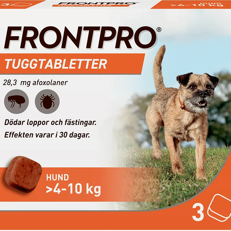 FRONTPRO 28,3 mg tuggtabletter för hund >4-10 kg 3 st - Loppor & löss hund