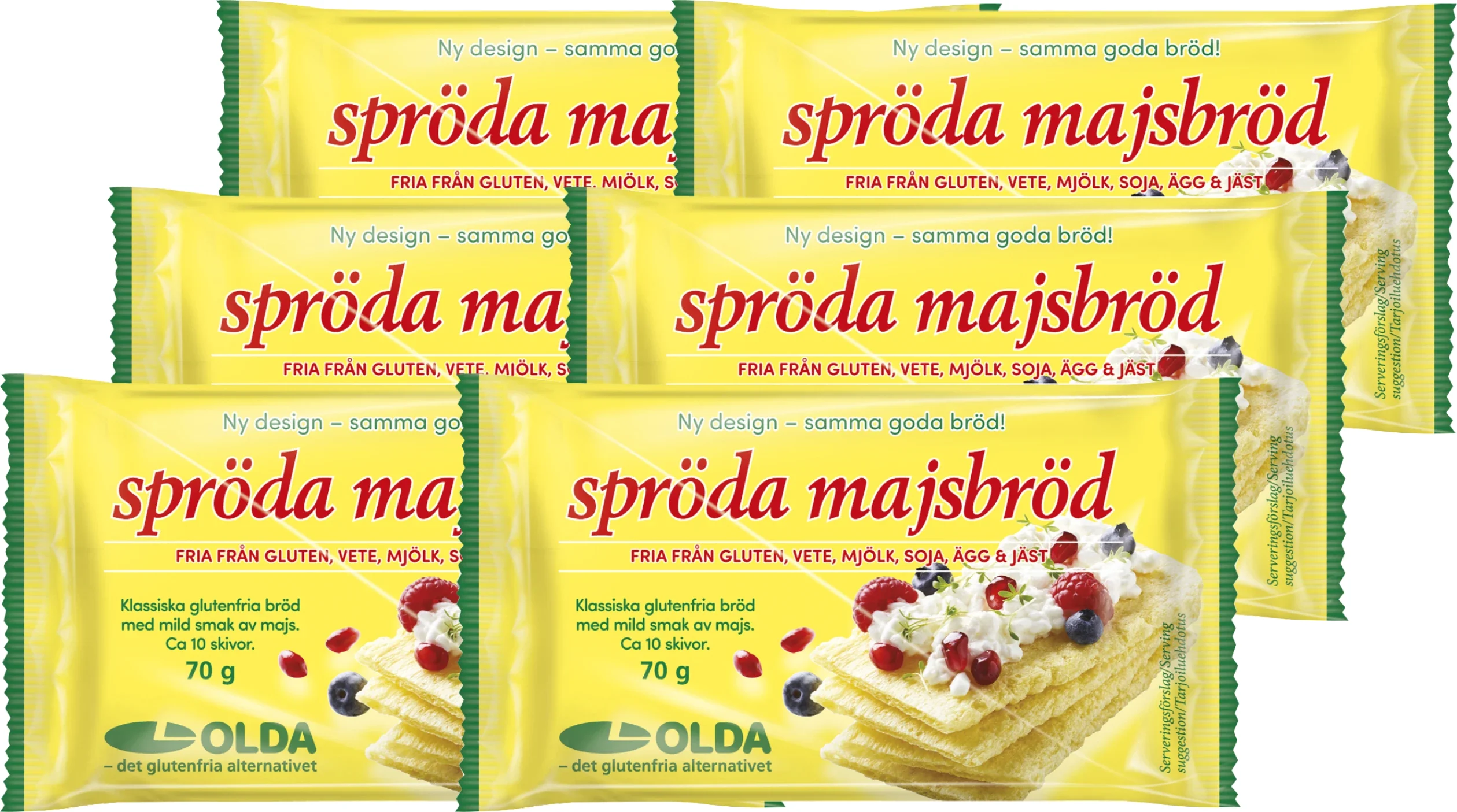 Olda Spröda Majsbröd 6x70 g - Specialkost för barn
