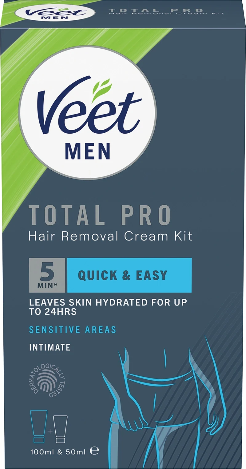 Veet Men Total Pro Hårborttagningskit för Intimområden för Man 150 ml - Rakgel & aftershave för intimrakning