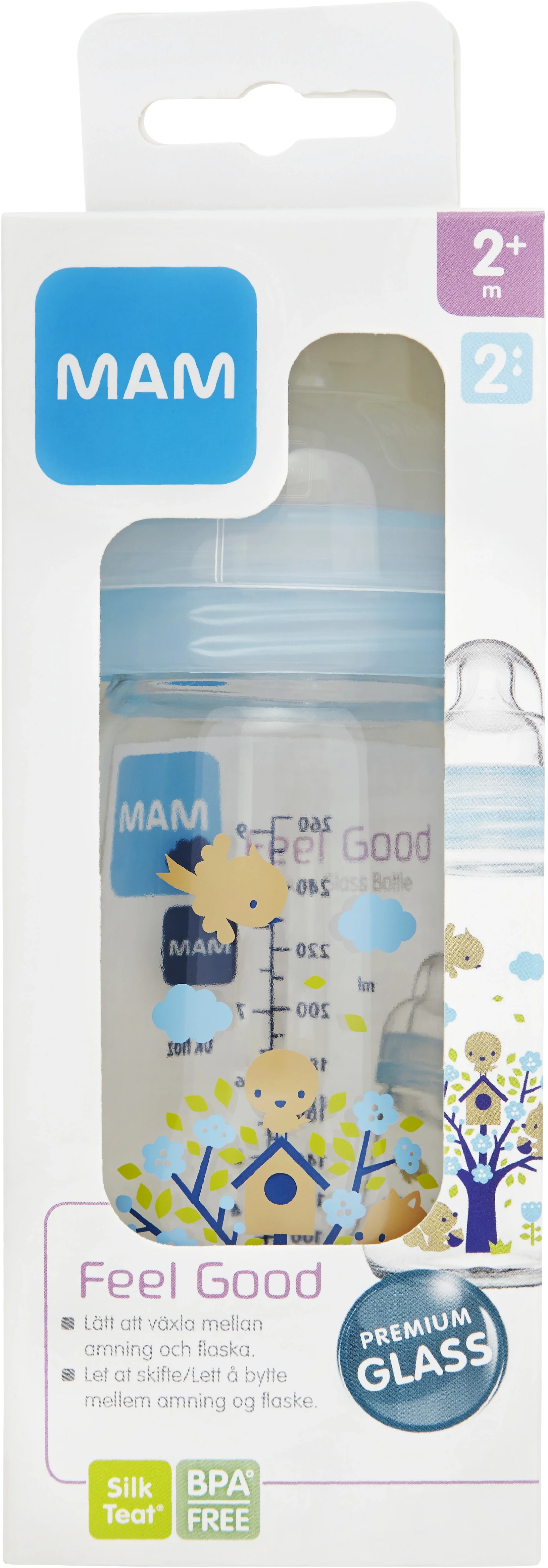 MAM Feel Good nappflaska glas 260 ml - Nappflaskor & vällingflaskor