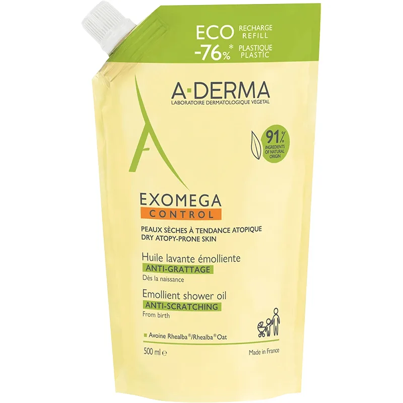 A-Derma Exomega CONTROL Shower Oil Refill 500 ml - Irriterad hud