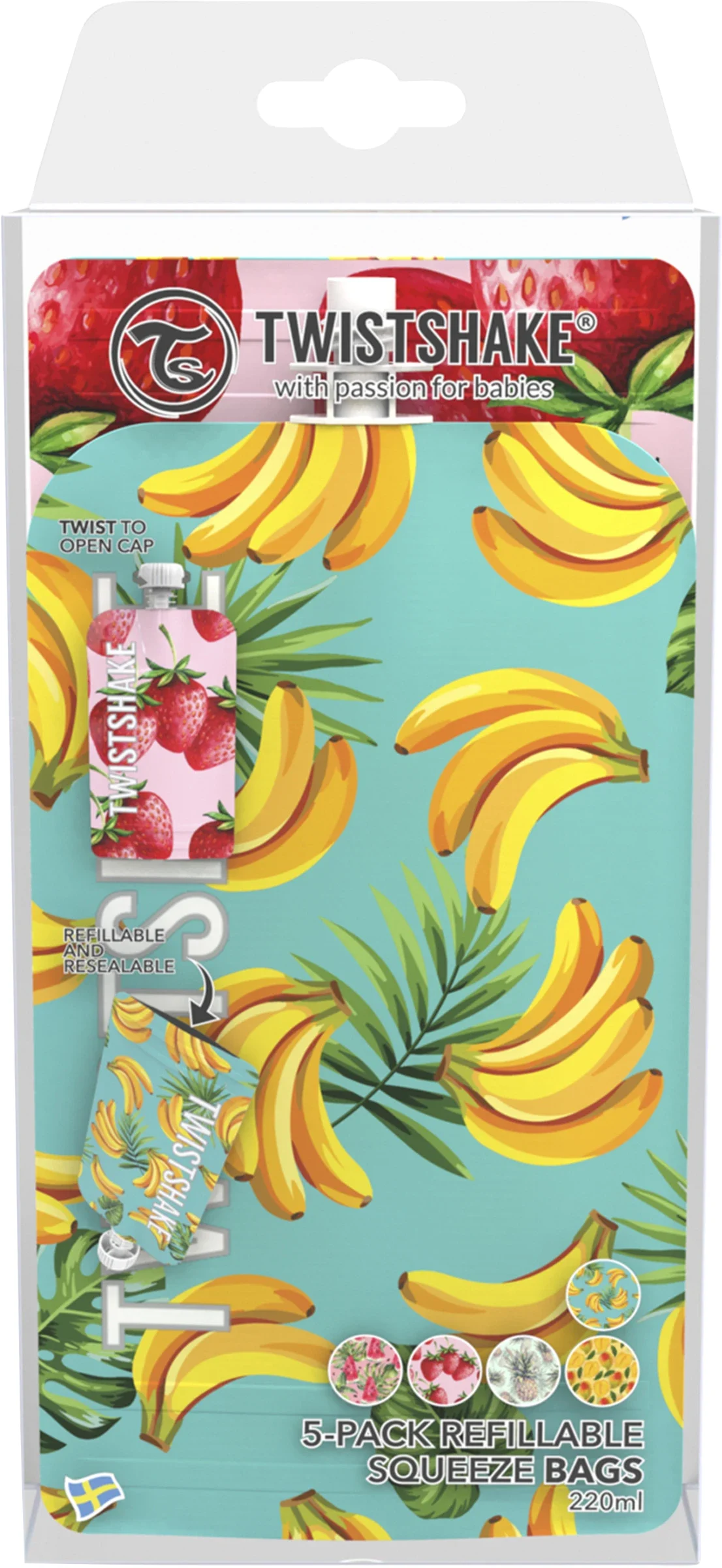 Twistshake Squeeze Bag 5x220 ml Fruit - Pipmuggar & dricksflaskor