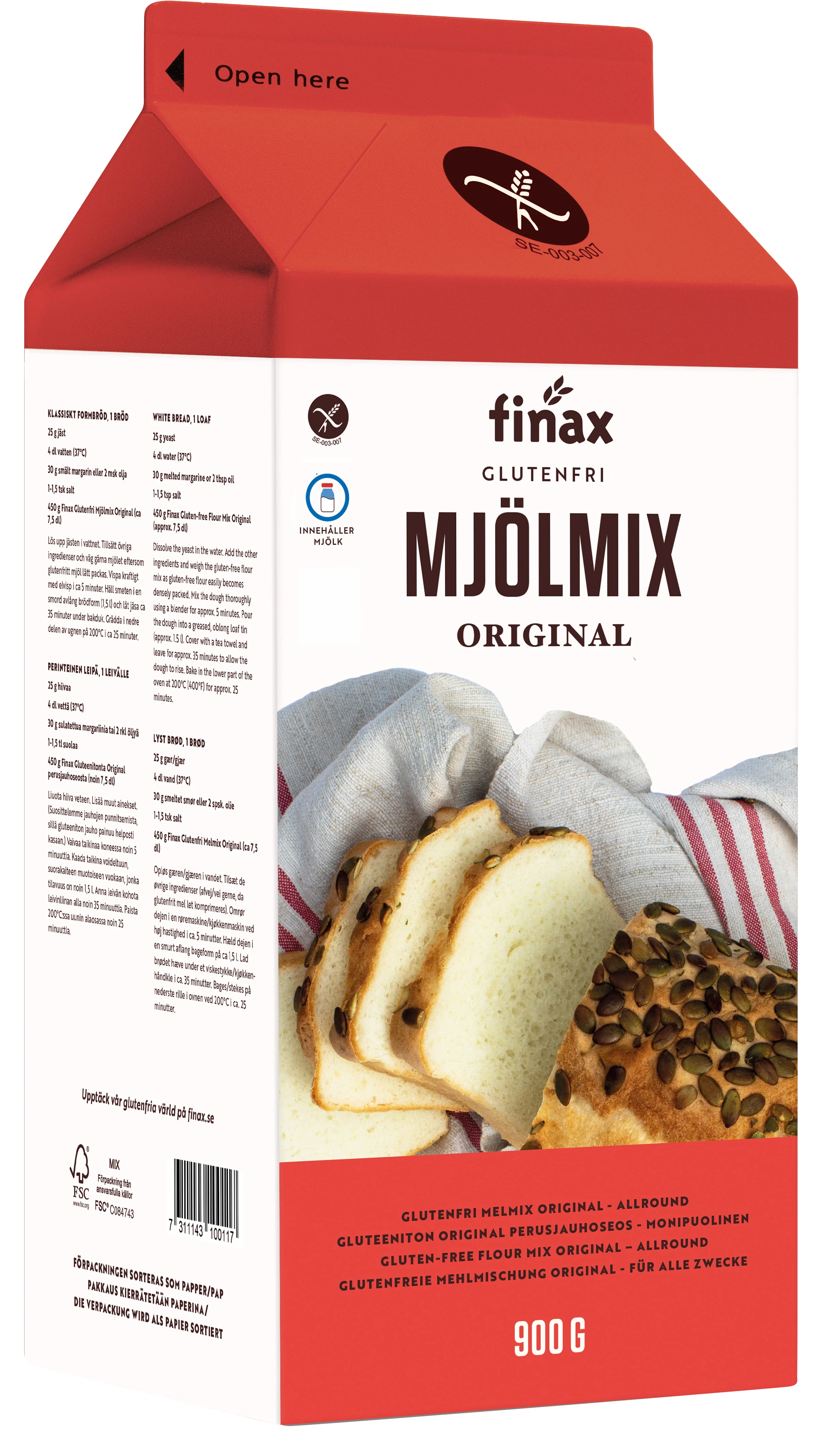 Finax Mjölmix Original Glutenfri 900 g - Specialkost för barn