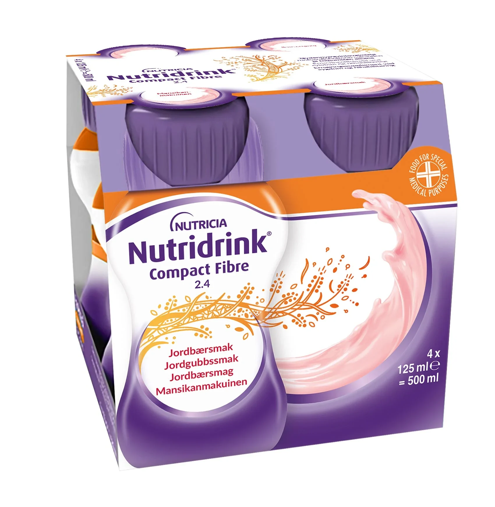 Nutridrink Compact Fibre Jordgubb 4x125ml - Näringsdrycker