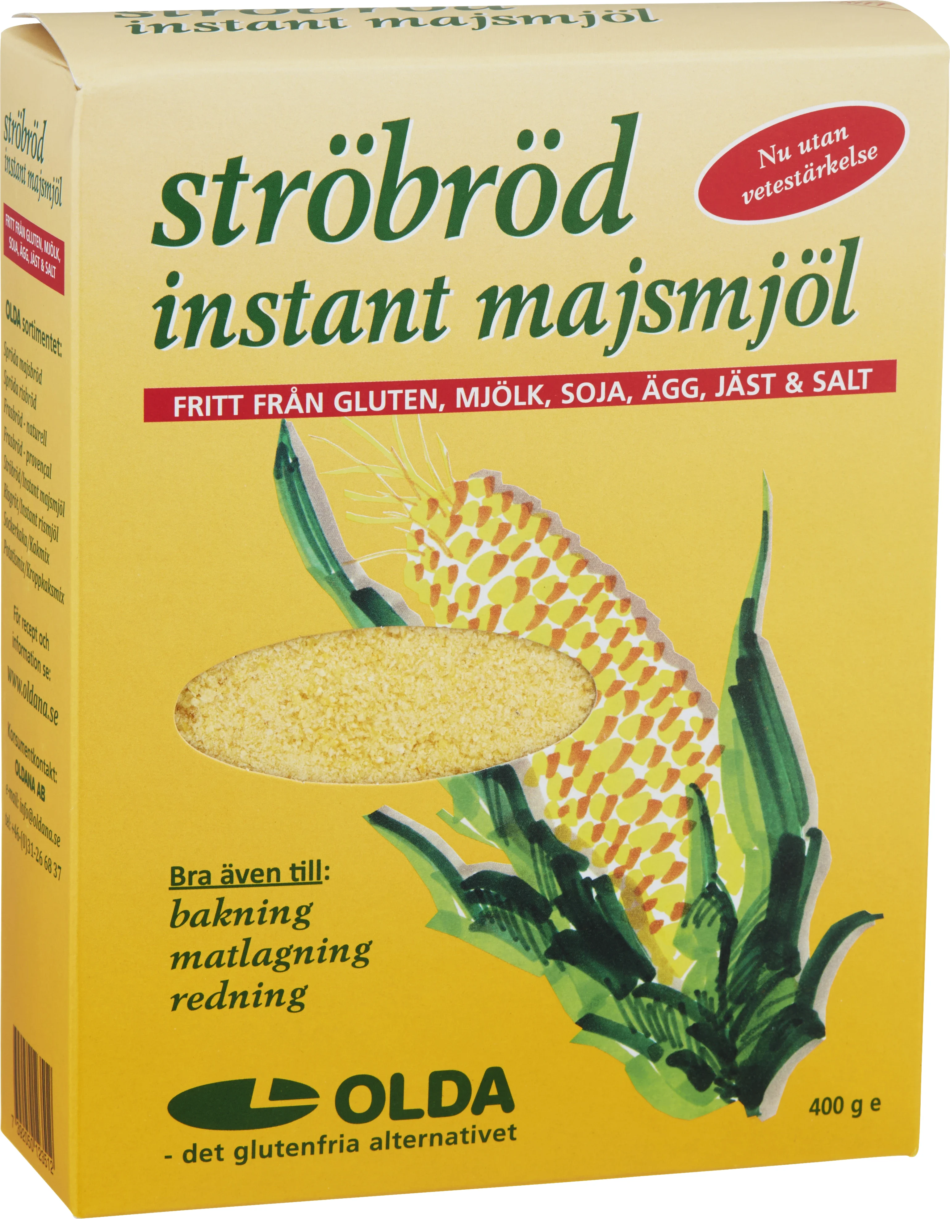 Olda Ströbröd Instant Majsmjöl Glutenfritt 400 g - Specialkost för barn