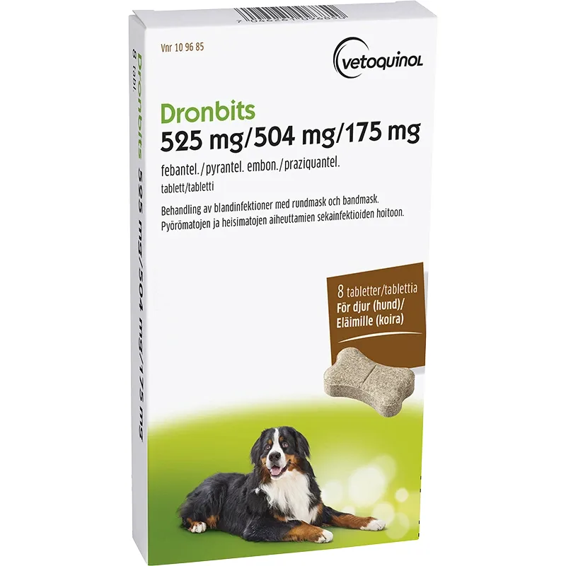 Dronbits tablett 525 mg/504 mg/175 mg 8 st - Bandmask hund