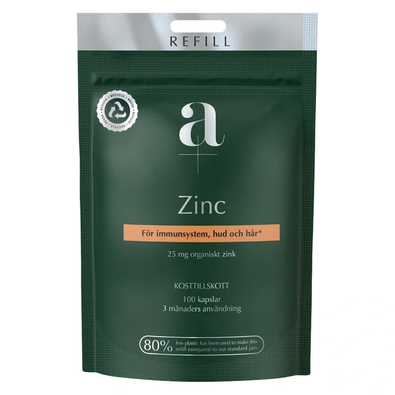 A+ Zinc REFILL 100 kapslar - Veganska produkter