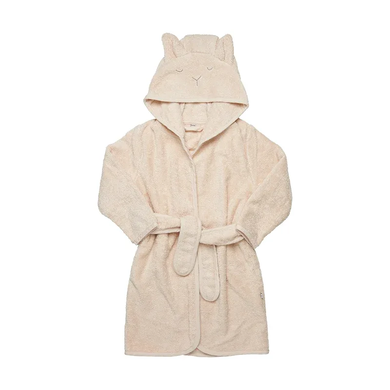 Pippi Organic Bath Robe Sandshell 122/128 - Badrockar & Morgonrockar för barn & bebis