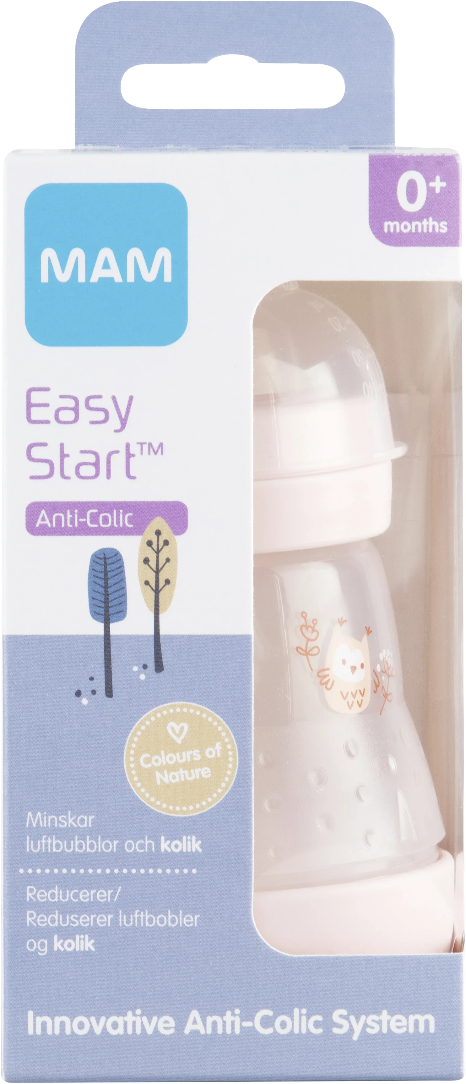 MAM Easy Start Anti-Colic nappflaska 0 mån+ 160 ml Rosa - Nappflaskor & vällingflaskor