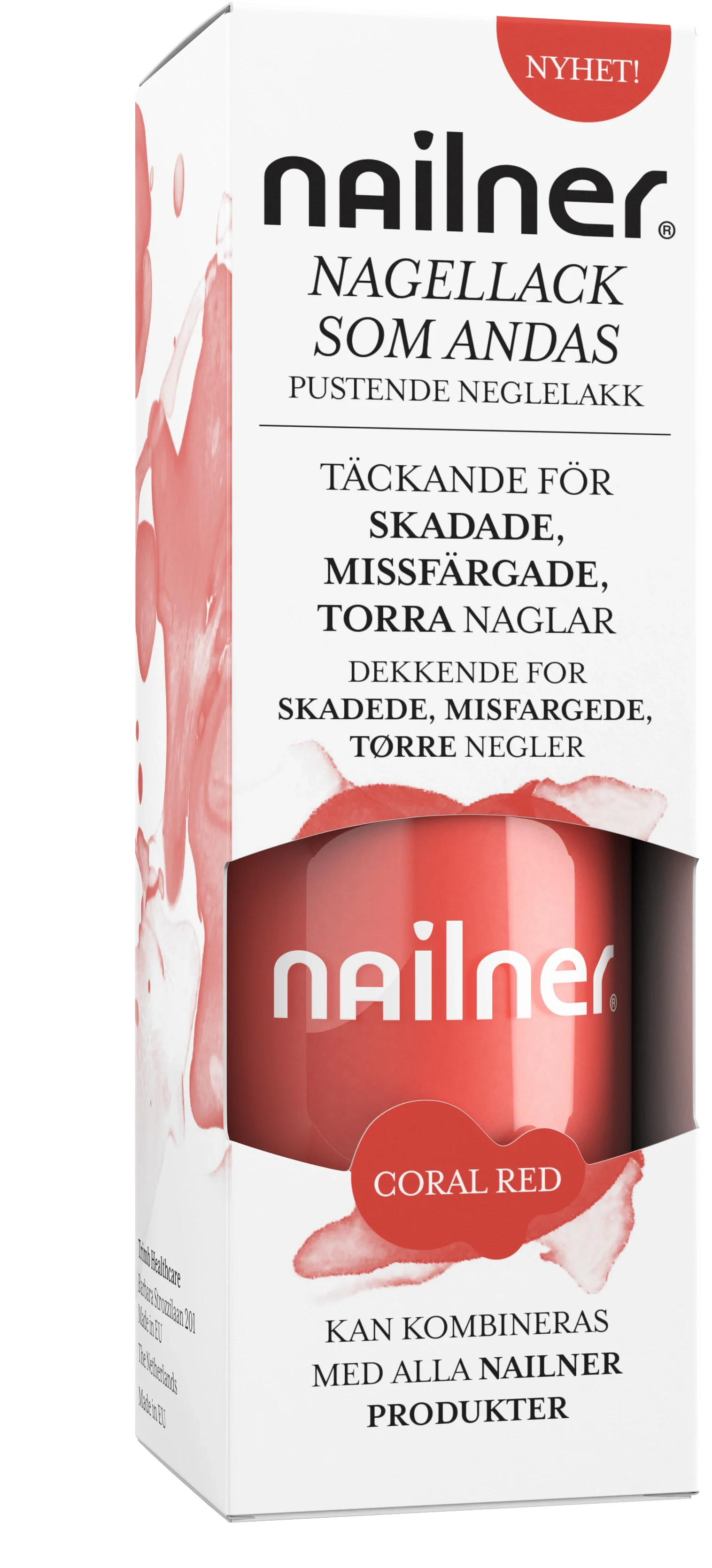 Nailner Nagellack som andas 8 ml Coral Red - Nagelsvamp
