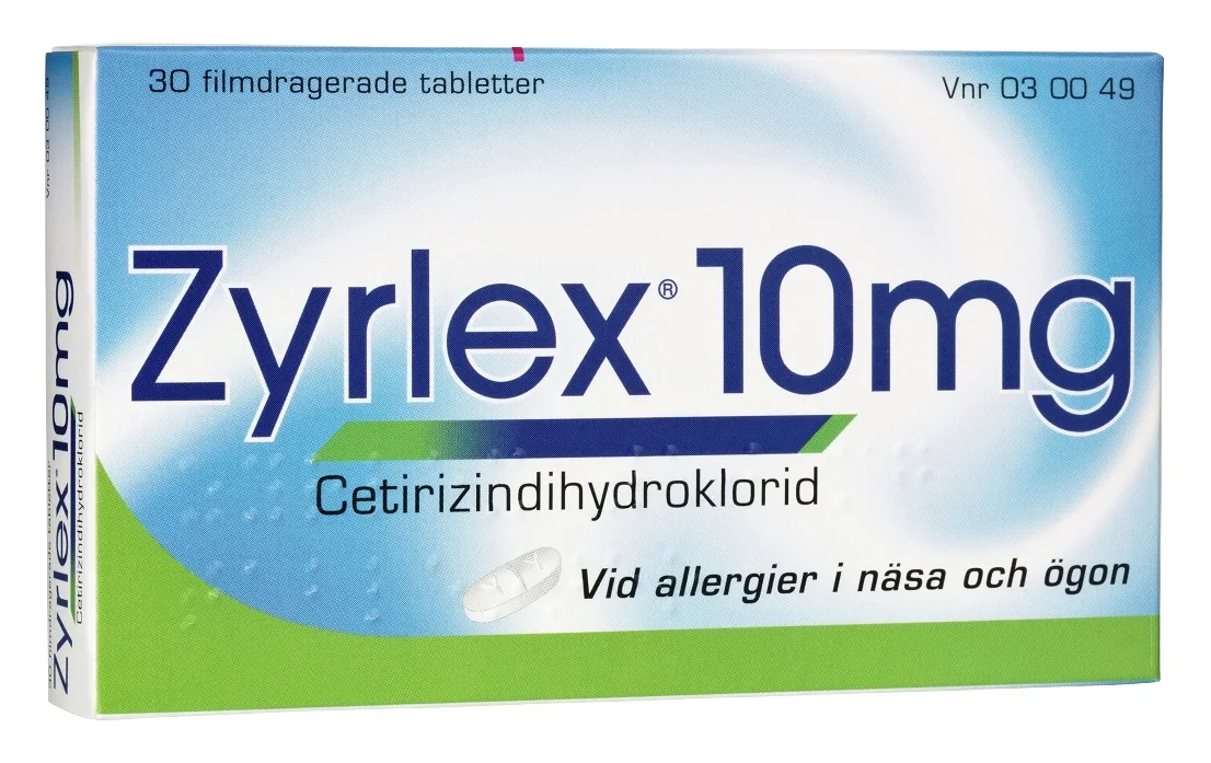 Zyrlex filmdragerad tablett 10 mg 30 st - Allergitabletter mot pollenallergi