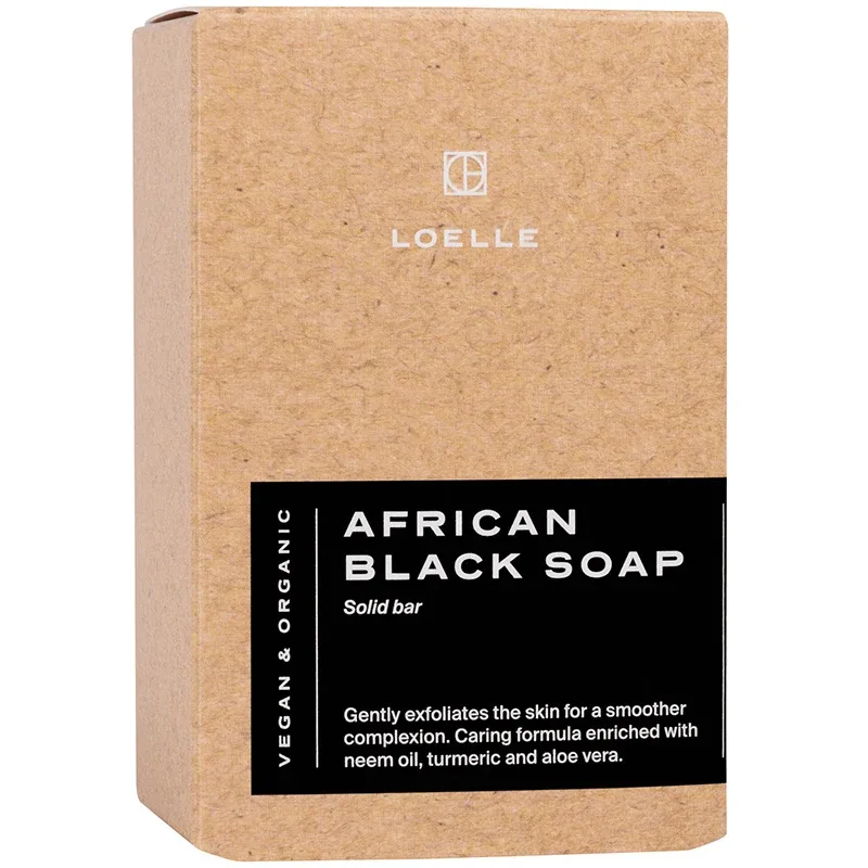 Loelle African Black Soap Bar Hair & Body 150 g - Ansiktsrengöring