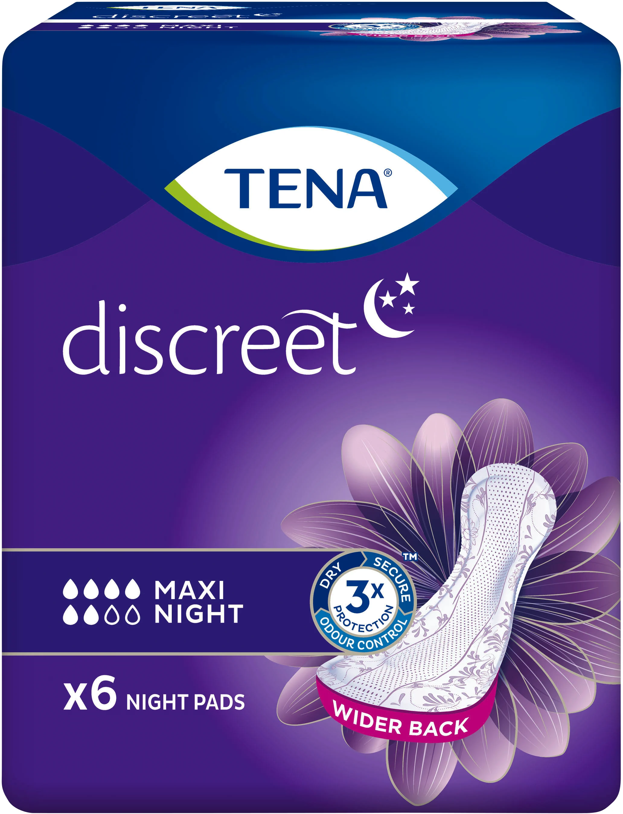 TENA Discreet Maxi Night Nattskydd 6 st - Inkontinensskydd för kvinnor