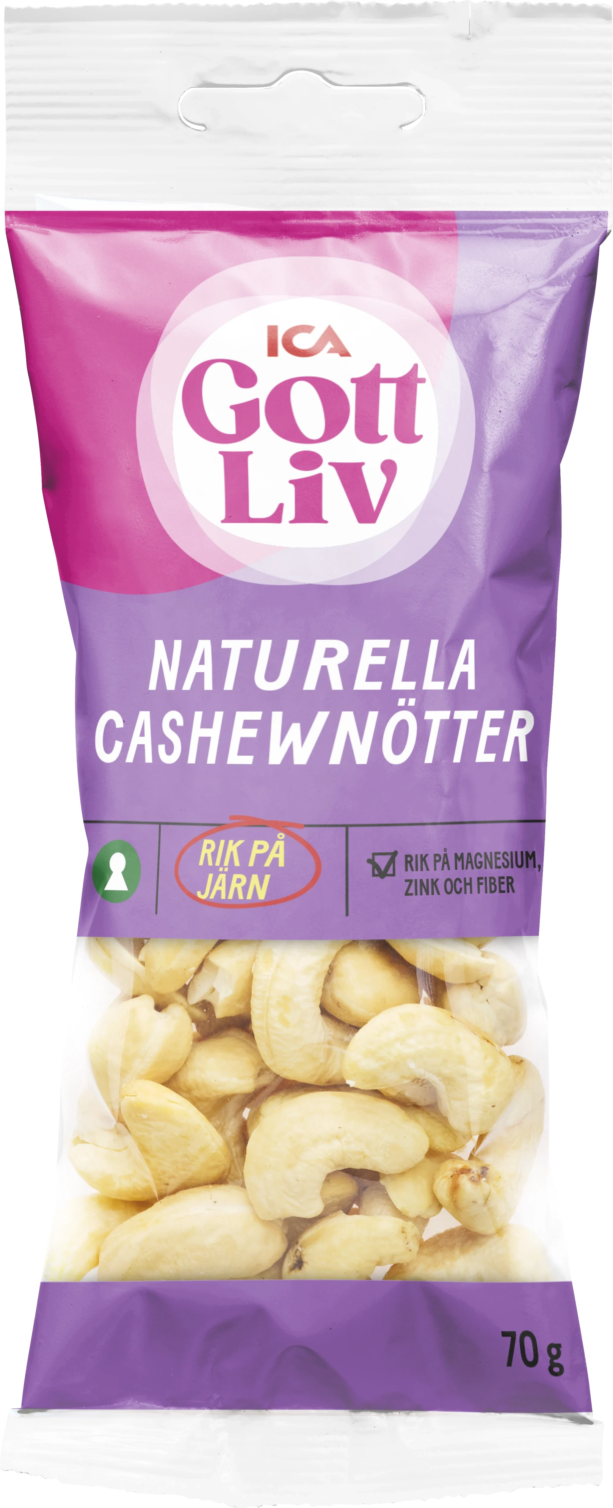 ICA Gott Liv Naturell Cashew 70 g - Nötter & torkad frukt