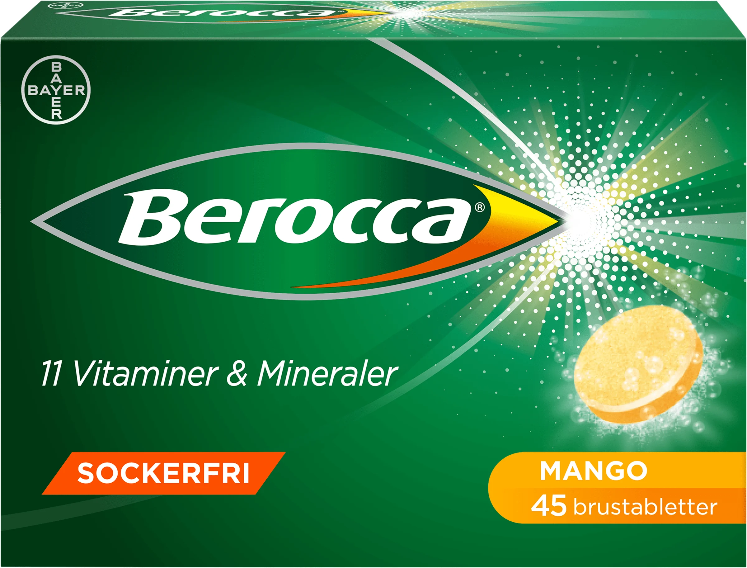 Berocca Energy Mango Brustablett 45 st - Kosttillskott för energi