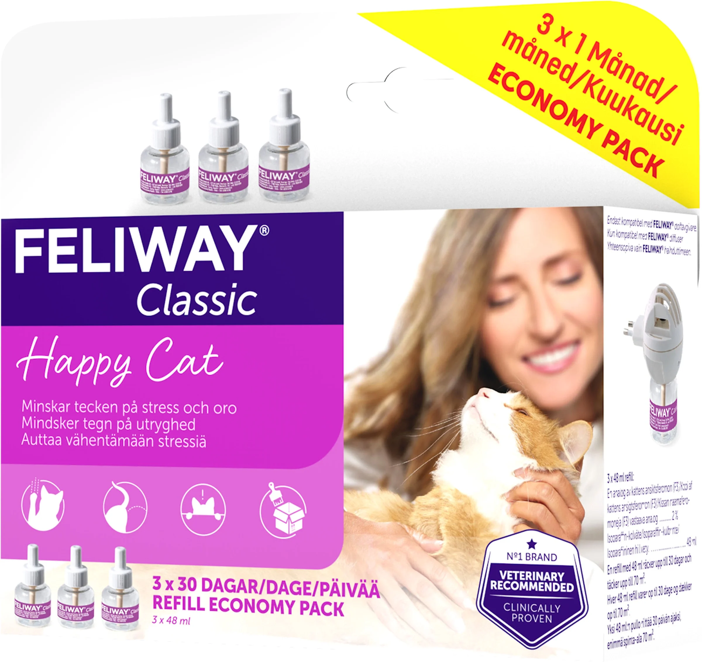 Feliway Classic 3 x Refill 48 ml - Rädsla & oro hos katt