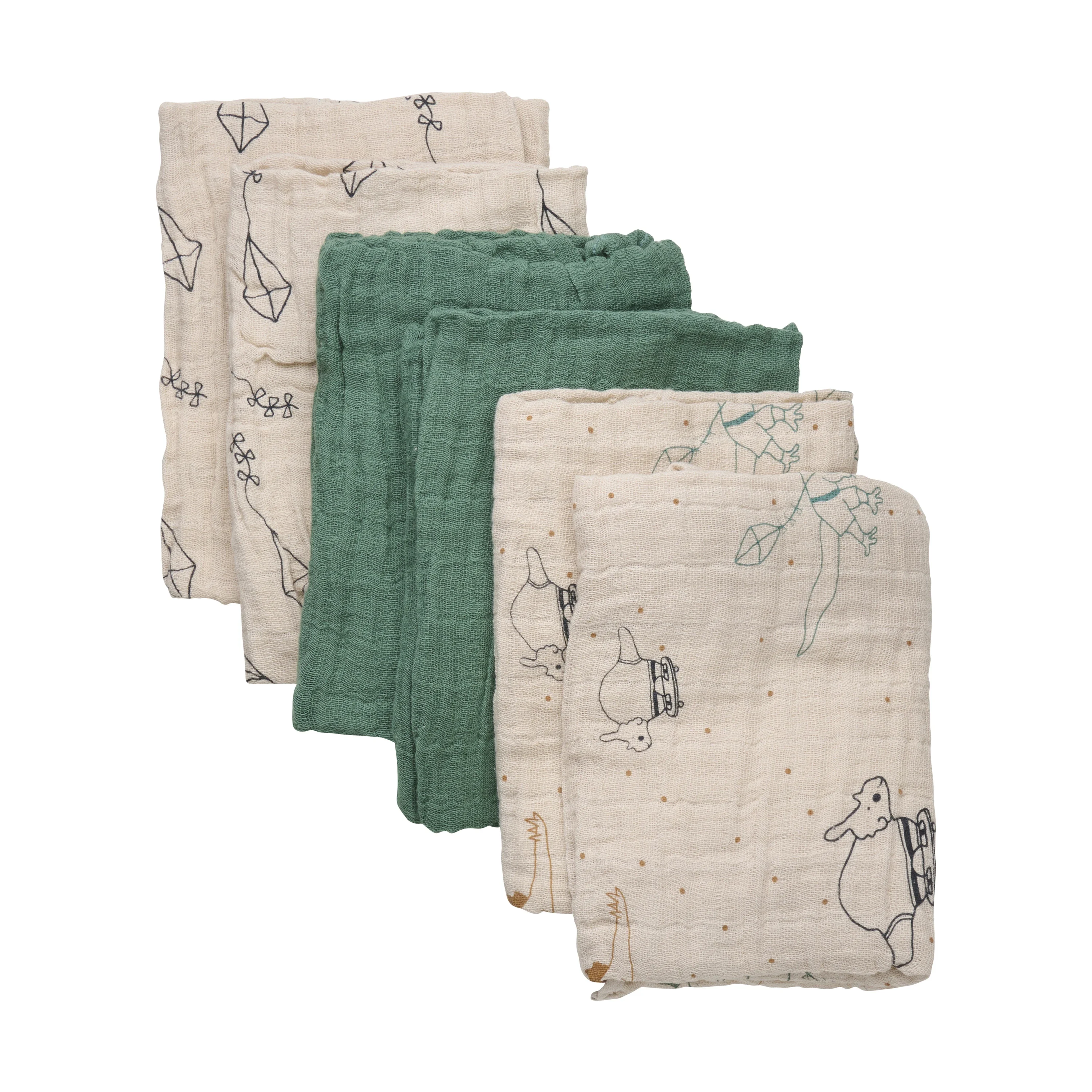 Pippi Organic Cloth Muslin Deep Liche Green 6-pack - Babyfiltar